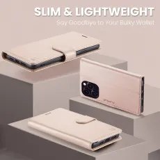 iPhone 16 Pro max Leather Wallet Case in Rose slim and smart