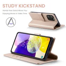 iPhone 16 Pro max Leather Wallet Case in Rose with kickstand