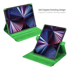 iPad 10th Gen 10.9-Inch 360 Rotating Leather Case in Green with kickstand landscap