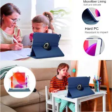 iPad 10th Gen 10.9-Inch 360 Rotating Leather Case in Blue with adjustable stand