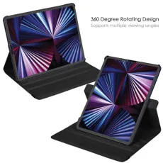 iPad 10th Gen 10.9-Inch 360 Rotating Leather Case in Black with kickstand landscap