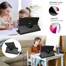 iPad 10th Gen 10.9-Inch 360 Rotating Leather Case in Black with adjustable stand