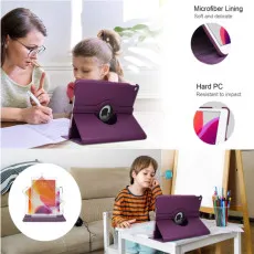 iPad 10th Gen 10.9-Inch 360 Rotating Leather Case in Purple with adjustable stand