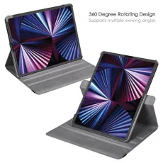 iPad 10th Gen 10.9-Inch 360 Rotating Leather Case in Grey with kickstand landscap