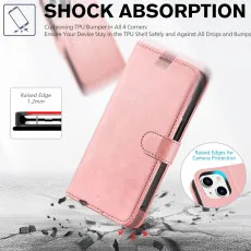 Apple iphone 13 leather wallet case shockproof