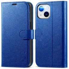 Apple iphone 13 leather wallet case blue