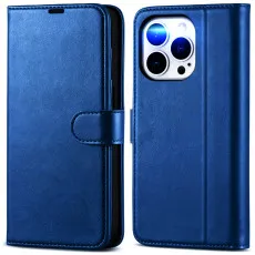 Apple iphone 13 pro leather wallet case blue