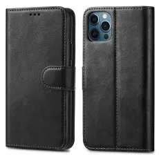 iPhone 12 Pro leather flip wallet case in Black