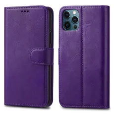 iPhone 12 Pro leather flip wallet case in Purple