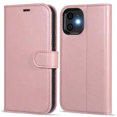 iPhone 12 leather flip wallet case in Pink