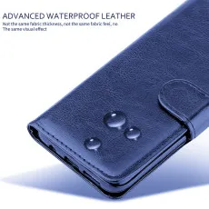 iPhone 12 Pro Max leather flip wallet case in Blue with water resistant Features
