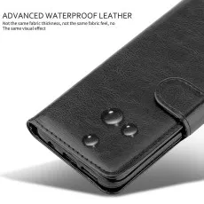 iPhone 12 Pro leather flip wallet case in Black with water resistant