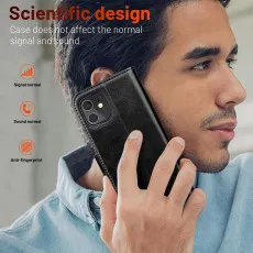 iPhone 12 leather flip wallet case in Black with beautiful design