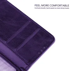 iPhone 12 Pro leather flip wallet case in Purple with 2 card slots