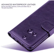iPhone 12 Pro leather flip wallet case in Purple with water resistant