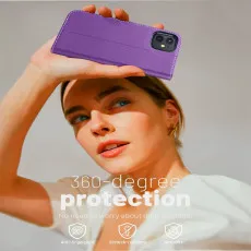 iPhone 12 leather flip wallet case in Purple with beautiful design