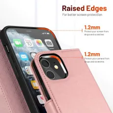 iPhone 12 leather flip wallet case in Pink with Full corner protection