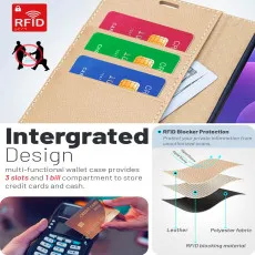 iPhone 12 Mini leather flip wallet case in Rose with card slots