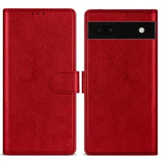 Google Pixel 6A Leather Wallet Case in Red