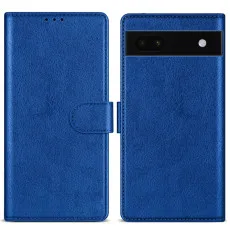 Google Pixel 6A Leather Wallet Case in Blue
