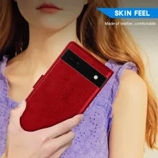 Google Pixel 6A Leather Wallet Case in Red With Beautiful Design