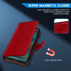 Google Pixel 6A Leather Wallet Case in Red With Magnetic Closer