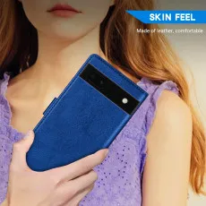 Google Pixel 6A Leather Wallet Case in Blue With Beautiful Design