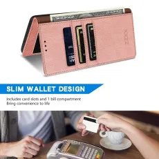 Google Pixel 6A Leather Wallet Case in RoseWith Wallet Design