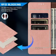 Google Pixel 6A Leather Wallet Case in RoseWith Card Slots