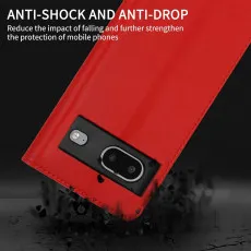 Google Pixel 7 leather wallet case Red with Full Drop Protection
