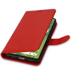 Google Pixel 7 leather wallet case Red With magnetic closure