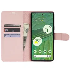 Google Pixel 7 leather wallet case Rose With card slots