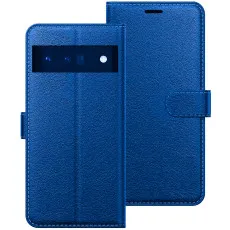 Google pixel 6 pro Leather Wallet Case blue