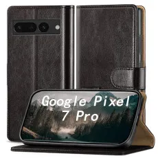 Google Pixel 7 Pro leather wallet case in black