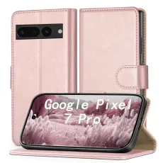 Google Pixel 7 Pro leather wallet case in Rose