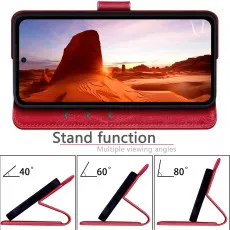 Google Pixel 7 Pro leather wallet case in Red with kickstand