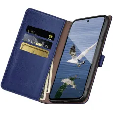 Google Pixel 7 Pro leather wallet case in Blue with multi card slots