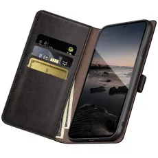 Google Pixel 7 Pro leather wallet case in Black with multi card slots