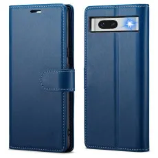 Google Pixel 7A leather wallet case in Blue