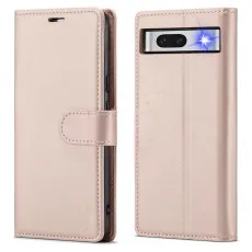 Google Pixel 7A leather wallet case in Rose