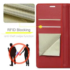 Google Pixel 7A leather wallet case in Red with strong pockets