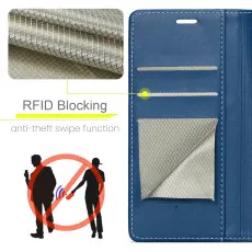 Google Pixel 7A leather wallet case in Blue with strong pockets