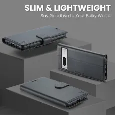 Google Pixel 7A leather wallet case in Black beautiful design