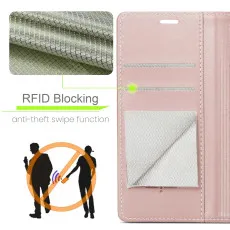 Google Pixel 7A leather wallet case in Rose strong pockets