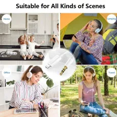 2-in-1 AUX Cable with Type-C and Apple Lightning connectors easy to use for all scane