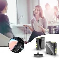 Wireless USB-C Microphone for Audio and Video Recording with Collar Clip