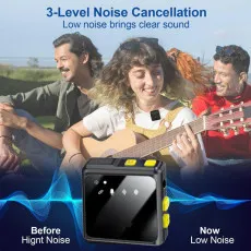 2-in-1 Wireless Collar Clip Microphone with USB-C compatibility with clear voice recorfing