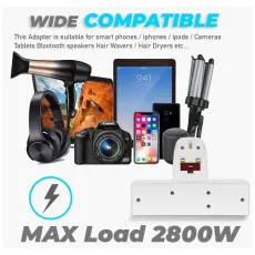 3-way multi-plug adapter UK