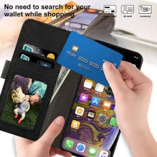 Leather wallet case with  card and slots