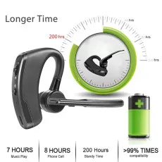 Bluetooth Earpiece Wireless Handsfree Headset Single Ear Noise Cancelling Mic